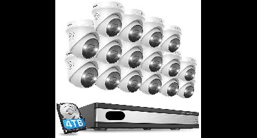 Beveiligingscamera Set – CCTV Camera Systeem – Surveillance Cameras – IP Camera’s – 16-Kanaals 5MP – Slimme Personen & Voertuigdetectie – Kleur Nachtzicht Met PoE