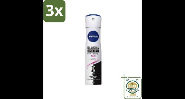 3 x Nivea - Deospray - Invisible Black & White - 48 Uur Lange Bescherming - 150 ml - Grootverpakking - Nivea Deospray - Anti-Transpirant - Witte Strepen - Gele Vlekken - Kledingbescherming