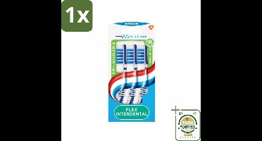 1 x Aquafresh Tandenborstel Flex Interdental Medium 3 stuks per verpakking- Tandenborstel - Tandenborstel Tussen Tanden - Tandplak Verwijderen - Mondhygiëne - Flex Interdental