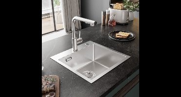 SOFETIY MAX Spoelbak 45x45CM - Spoelbak Keuken - Spoelbak Met Kraangat - Spoelbakken Keuken - Wasbak Keuken RVS