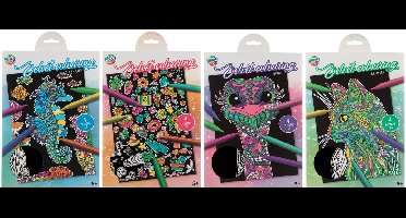 Grafix Velvet papier | 16 kleurplaten | Formaat A4 | Zwart/wit illustraties - kleuren voor kinderen