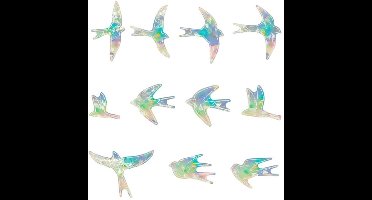 KARZO - 11Pcs Raamstickers Anti-Collisie Swallows - Kleurige Vliegenvanger Decoratie