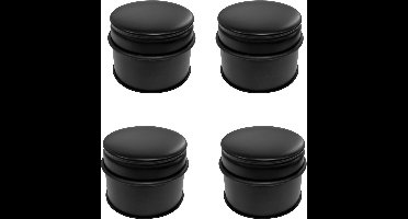 Perel Set van 4 deurstoppers RVS 1,1 kg per stuk, Ø9x7,5 cm, antislip rubber bodem, krasvrij geen boren nodig, mat zwart, zwaar vrijstaand deurstopper set, modern design voor thuis en kantoor