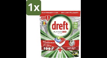 1 x Dreft - Vaatwastabletten - Platinum Plus All-in-One - Diepe reiniging - 19 Tabletten - Vaatwasmiddel - Vaatwastabletten - Reiniging Vaatwerk - Herstel Vaatglans - Anti-dofheid
