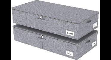 Yawinhe Opvouwbare Opbergmand voor Onder Het Bed met Deksel, OpbergtasCommode met Duurzame Ritssluiting en Handgrepen, Kleding, Schoenen, 2-Pack, 80x40x15cm, Grijs