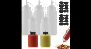 Squeezy Flessen met Sproeiers - 5 Stuks - 350ml - Lekvrij en BPA-vrij