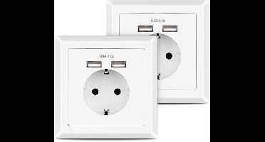 USB Stopcontact met 2 Poorten en Ingebouwde USB-opladers - Compatibel met Smartphones en Tablets