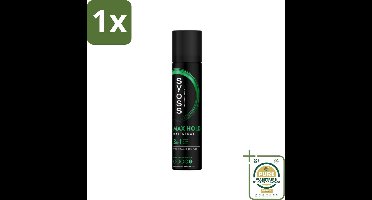 1 x Syoss - Max Hold - Haarspray - Compacte Fixatie - 75 ml- Haarspray - Max Hold - Compact Haarspray - Haarspray 75 Ml - Haarspray Voor Onderweg