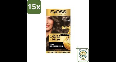 15 x SYOSS - Oleo Intense 5-10 - Haarverf - Permanente Haarkleuring - Cool Bruin - Langdurige Kleur - Grootverpakking - Haarverf - Permanente Haarkleuring - Cool Bruin - Olie-formule - Grijsdekking
