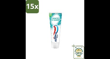 15 x Aquafresh White & Shine - Whitening Tandpasta - 75 ml - Grootverpakking - Witte Tanden - Tanden Reinigen - Tanden Glans - Tanden Verlichten - Tanden Beschermen