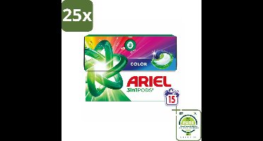 25 x Ariel - 3in1 Wasmiddel Pods - Color - 15 Pods - Grootverpakking - Wasmiddel Pods - Kleurwas - Vlekkenverwijderaar - Ariel - Wascapsules