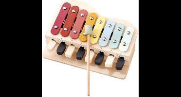 2-in-1 piano-xylofoon houten muziekspeelgoed voor peuters van 1-3 jaar, educatieve muziekinstrumenten met 8 kleurrijke toetsen