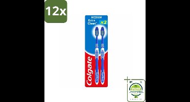 Colgate - Tandenborstels - Extra Clean Duo - Medium - 2 borstels - Voordeelverpakking - 12 stuks - Tandenborstel - Tandenpoetsen