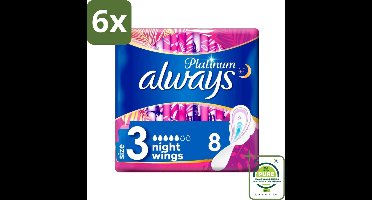 Always - Maandverband - Night - Platinum - 8 Maandverband - Voordeelverpakking - 6 stuks - Maandverband - Nachtrust