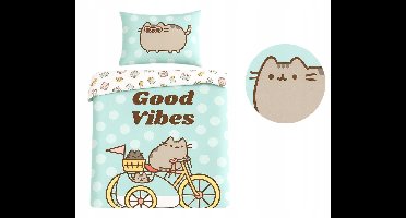 Pusheen Katoenen Dekbedovertrek Set 160x200cm - Mint Groen - Glow in the Dark