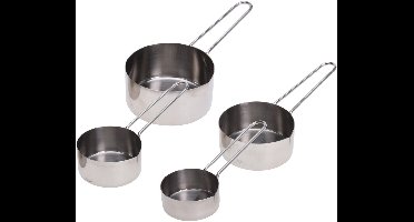 Excellent Houseware Maatschepjes - 4x stuks - zilver - RVS - maatlepels - keuken/koken