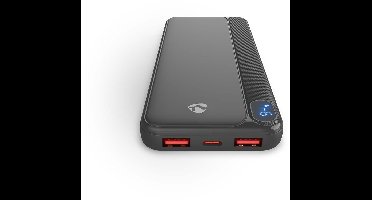Nedis Powerbank - 10000 mAh - 1.5 / 1.67 / 2.0 / 2.22 / 3.0 A - Outputs: 3 - Output: 1x USB-C / 2x USB-A - Inputs: 1x USB-C - PD3.0 20W - Lithium-Polymer - Display
