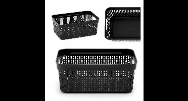 Zwarte Ajour Opbergmand 30x20x12 cm - Kunststof Organizer