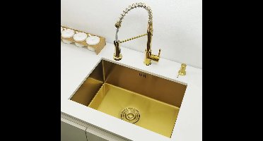 Waskom – Wastafel – Wasbak – Opzetwastafel – Badkamerkom – Roestvrijstaal 304 – Goudkleurig 55x40 cm