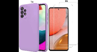 Hoesje Geschikt Voor Samsung Galaxy A72 Hoesje Soft Nano Silicone Backcover Gel Lavendel Paars Met 2x Glazen Screenprotector