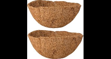 2x stuks voorgevormde inlegvellen kokos voor hanging basket 25 cm - kokosinleggers / plantenbak van kokos