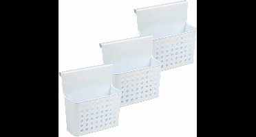 PlasticForte Badkamerrekje - 3x - wit/lichtblauw - douche opbergmandje - 26x24 cm