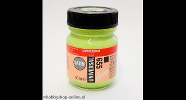 Acrylverf Zijdeglans - 655 Appelgroen - Deco - Universal Satin - Amsterdam - 50 ml