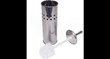 Benson Stijlvolle toiletborstel set - RVS - wit - met deksel - uitneembare lekbak