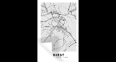 Muurstickers - Sticker Folie - Plattegrond – Diest – Zwart Wit – Stadskaart - Kaart - 20x30 cm - Plakfolie - Muurstickers Kinderkamer - Zelfklevend Behang - Zelfklevend behangpapier - Stickerfolie