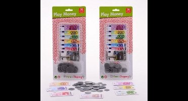 Speelgeld - 4x sets pakjes - Euro - briefgeld en muntgeld - winkeltje spelen - euromunten - eurobriefjes - munten en briefjes - speelgoed geld
