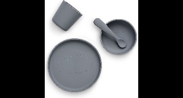 Jollein - Kinderserviesset 4-delig (Storm Grey) - Siliconen - Baby Servies, Baby Bestek - 6-18 maanden