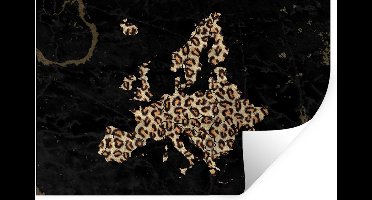 Muurstickers - Sticker Folie - Kaart - Europa - Panterprint - 30x20 cm - Plakfolie - Muurstickers Kinderkamer - Zelfklevend Behang - Zelfklevend behangpapier - Stickerfolie