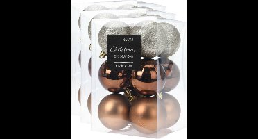 36x stuks kerstballen mix herfstkleuren glans/mat/glitter kunststof diameter 6 cm - Kerstboom versiering