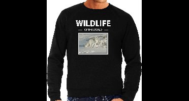 Dieren foto sweater Sneeuwvos - zwart - heren - wildlife of the world - cadeau trui Sneeuwvossen liefhebber L