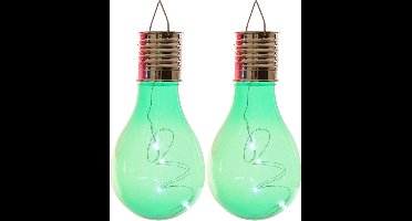 Lumineo solar tuin 4x stuks LED ophang verlichting/lampjes groen 14 x 8 cm - Tuinverlichting op zonne-energie