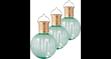 Lumineo Lampion solar verlichting - 6x - turquoise - 11 cm - LED
