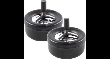 Terras asbak - 2x - mat zwart - RVS - D12 x H7 cm - drukasbak