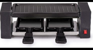 alpina Raclette Gourmet Set - 400 W -Raclette en Grill - Anti-Aanbaklaag - RVS - Makkelijk Meenemen - Zwart