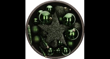 Decoris kerstballenmix - 33 stuks - 5/6/8cm - met piek - kunststof