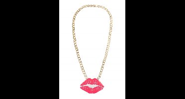 Gouden ketting met Roze lippen - foute party