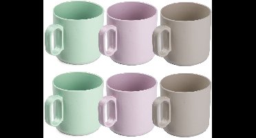 PlasticForte Drinkbekers - 12x - gekleurd - mokken - kunststof - 320 ml - onbreekbaar - Limonade bekers