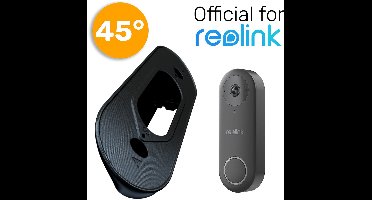 Made For Reolink - 45° Hoekbeugel (Zwart) // Slimme Video Deurbel Wig // UV bestendig Kunststof // Inclusief schroeven