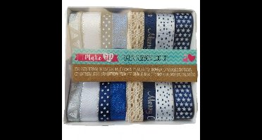 Satijnen inpaklinten multicolor - set van 8 - Kerstdecoratie