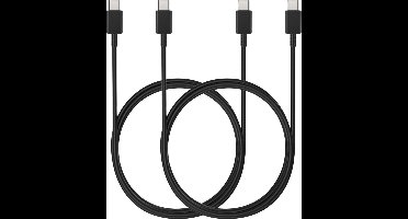 2x USB C naar USB C Kabel Zwart - 2 meter - Oplaadkabel voor Samsung Galaxy M56 5G / M55 5G / M33 5G / M23 5G / M15 5G / M14 5G / F56 5G / F55 5G / F23 / F16 5G / F15 5G / C55 5G