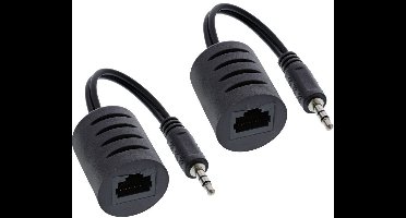 Stereo audio extender RJ45 Jack tot 3,5 mm stereo jack mannelijke kat.5 tot 50 m set 2 stuks