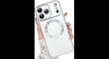 Magsafe Hoesje Geschikt voor iPhone 17 Pro Max hoesje Transparant / Zliver - Lens beschermer – backcover