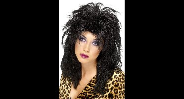 "Zwarte popsterpruik voor dames - Verkleedpruik - One size"