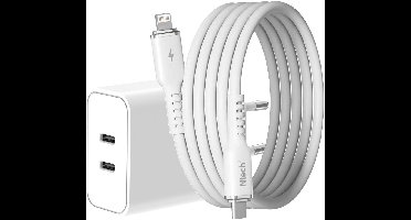 USB C Adapter / Oplader - Lader 2 poorten 35W Met 1M lightning naar usb C kabel - Snellader