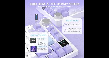 Mechanisch Toetsenbord met TFT Smart Display, Draadloos en Bedraad, 75% ANSI Indeling, RGB-verlichting voor PC en Gaming