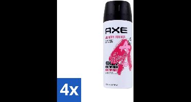 4 x Axe - Deodorant Bodyspray - 48hrs Non Stop Fresh - Anarchy For Her - Rose & Bergamot - 150 ml - Axe Anarchy For Her - Deodorant - Roos En Bergamot - Frisse Geur - Vrouwelijkheid